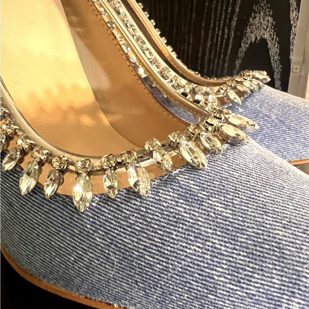 Kandee Denim Rhinestone Pumps Heels Size 39 (US 8.5) - Picture 7 of 10